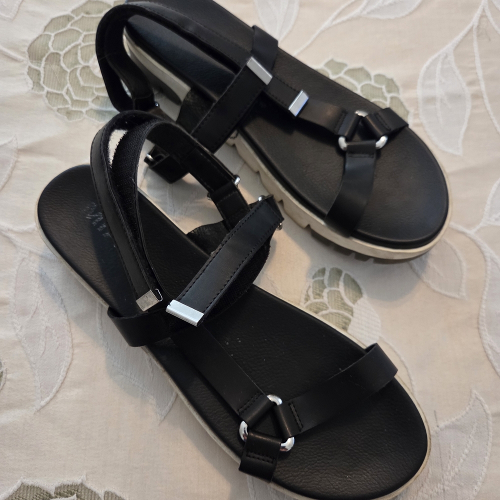 Mia Black Women's Strappy Comfort Sandals